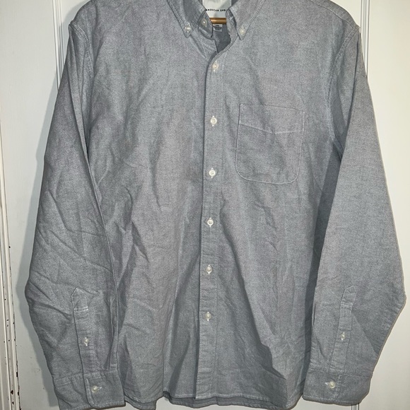 🤍🤍NWT AMERICAN EAGLE MENS BUTTON DOWN LIGHT GRAY WINTER BUTTON COLLARED SHIRT - Picture 2 of 9